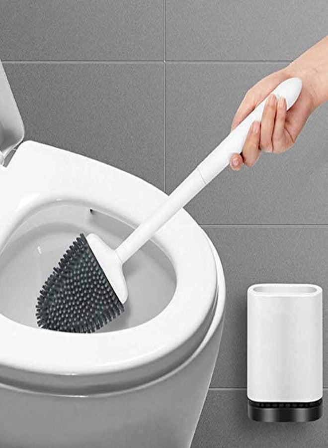 Praxon Toilet Cleaning Brush with Holder, Flexible Bristles, Silicone (Color May Very) (Multicolor) (pack of 1) - Image 2